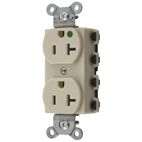 Straight Blade Receptacle, 5-20R, 20 A, 125V AC, 2 Pole, 3 Wire, Grounded